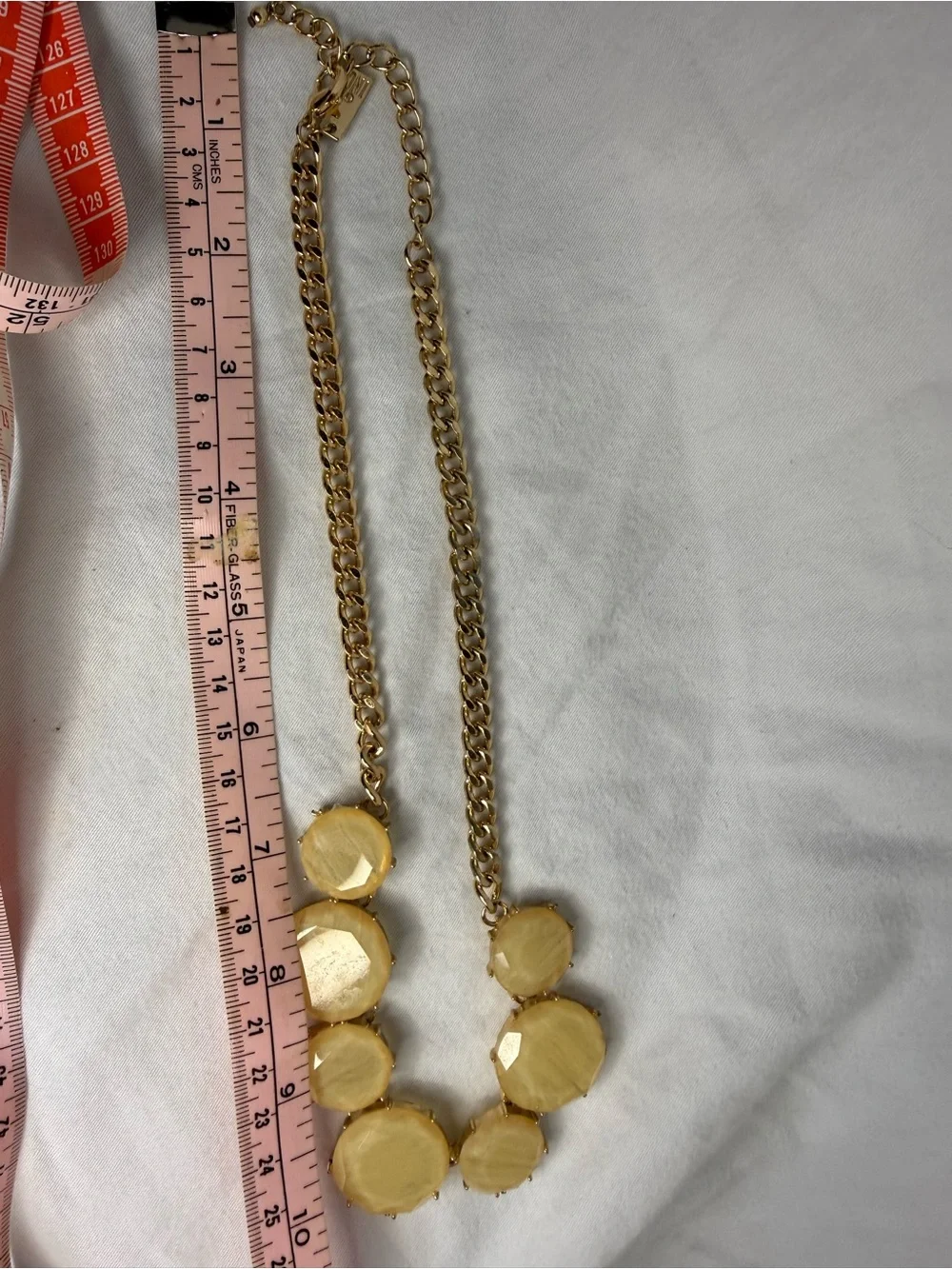 INC International Concepts Yellow Faceted Circle Statement Necklace 16” +2”